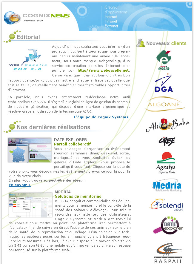 La Newsletter Automne de Cognix Systems