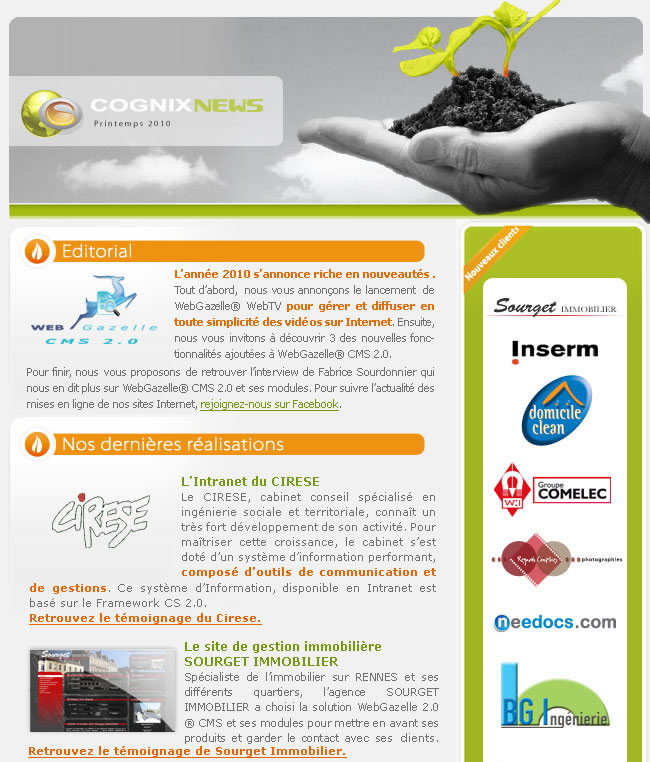 La Newsletter Printemps 2010 de Cognix Systems