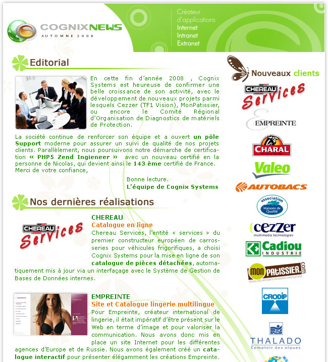 La Newsletter Automne de Cognix Systems