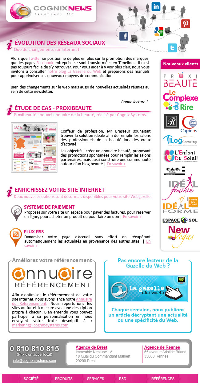 La Newsletter Printemps 2012 de Cognix Systems